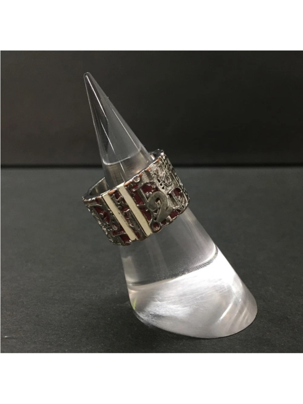 Christian Dior Oblique Trotter Logo Silver Tone Ring ISO sz:51👝